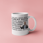 The Greatest Mima Mug - Funny Gift for Mima