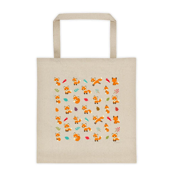 Cute Adorable Red Fox Pattern Cotton Tote Bag 12oz