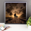 Father Son Railroad Track Framed Photo Poster Wall Art Decoration Decor For Bedroom Living Room