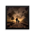 Father Son Railroad Track Framed Photo Poster Wall Art Decoration Decor For Bedroom Living Room