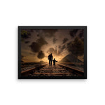 Father Son Railroad Track Framed Photo Poster Wall Art Decoration Decor For Bedroom Living Room