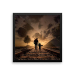 Father Son Railroad Track Framed Photo Poster Wall Art Decoration Decor For Bedroom Living Room