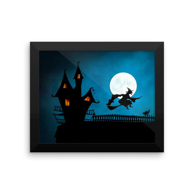 Flying Witch Framed Wall Art Decoration Decor For Bedroom Living Room