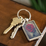 Red Rose Keychain - Wilting Rose Petal Keychain - Flower Rose Photo Keychain - Dark Rose Key Chain - Gothic Rose Keychain for Women