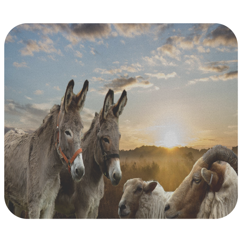 Donkey Sheep Mouse Pad - Classcal Farm Sunrise Mouse Mat