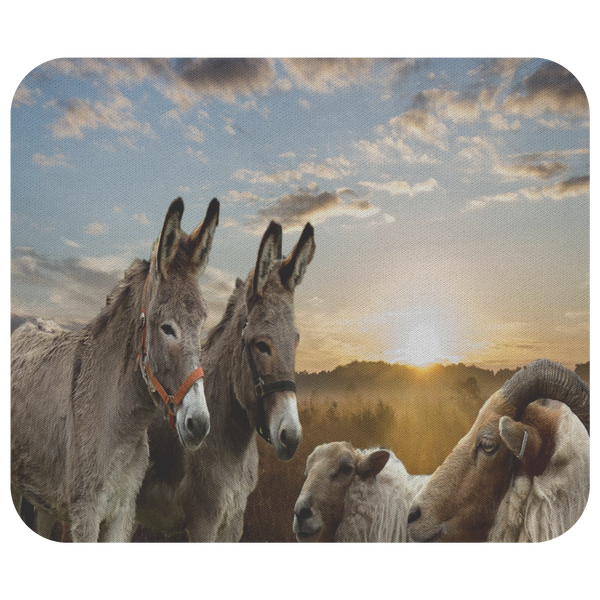 Donkey Sheep Mouse Pad - Classcal Farm Sunrise Mouse Mat