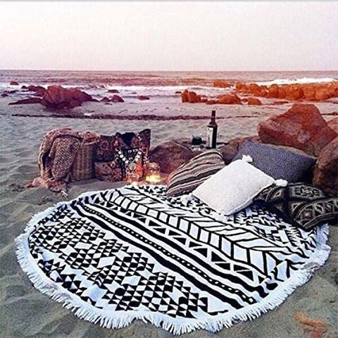 Home - LightningStore Big Giant Large 1500mm Round Beach Towel With Tassels - Fully Enjoy Your Trip To The Beach Without Worrying About Sand With This Cool Beach Towel Mat