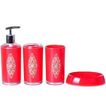 Home - LightningStore Luxury Toilet Bathroom Set - Contains A Lotion Bottle Toothbrush Holder Tumbler And Soap Dish - Comes In Black Red White And Orange - Excellent For Decorating Your Home Office Or Hotel