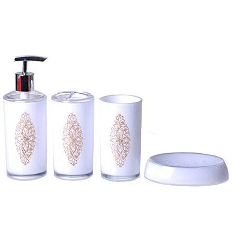 Home - LightningStore Luxury Toilet Bathroom Set - Contains A Lotion Bottle Toothbrush Holder Tumbler And Soap Dish - Comes In White Red Black And Orange - Excellent For Decorating Your Home Office Or Hotel
