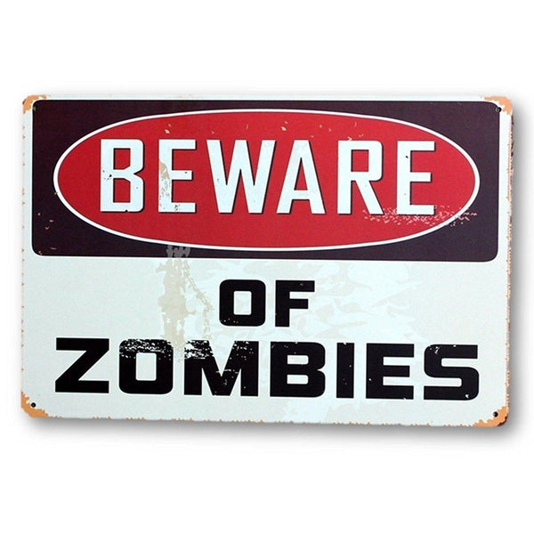 Home - LightningStore Vintage Metal Beware Of Zombies Sign Board - Excellent For Decorating Your Home Cafe Or Shop - Home Decor Suppliers