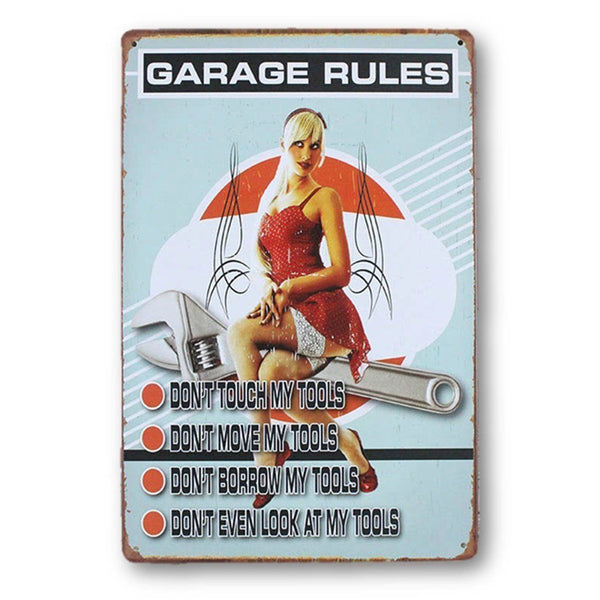 Home - LightningStore Vintage Metal Garage Rule Sign Board - Excellent For Decorating Your Home Cafe Or Shop - Home Decor Suppliers