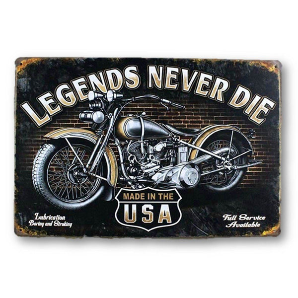 Home - LightningStore Vintage Metal Legends Never Die Motorcycle Sign Board - Excellent For Decorating Your Home Cafe Or Shop - Home Decor Suppliers
