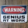 Home - LightningStore Vintage Warning Genius At Work Tin Sign - Excellent For Decorating Your Home And Cafe - Home Decor Suppliers