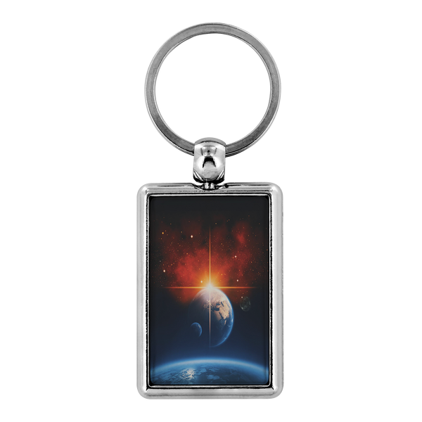 Earth Solar Eclipse Keychain - Earth and Sun Keychain - Space Keychain - Men and Women's Keychain