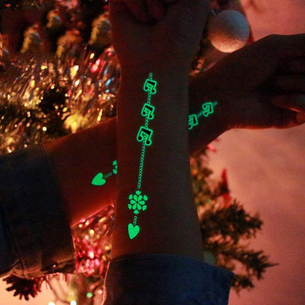 Temporary Tattoo - Glow in the Dark Tattoo - Musical Note Heart Reindeer Tattoo