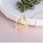 Couples Personalized Heart Name Necklace - Anniversary Wedding Gift - Present For Wife Girlfriend - Friendship Love Necklace