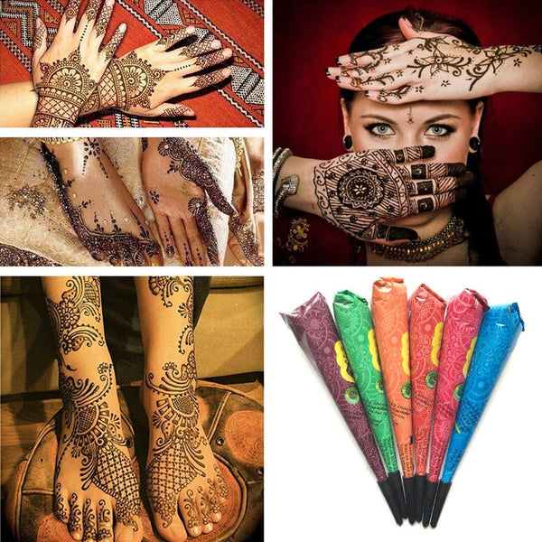 Brown Henna Cone Temporary Tattoo Body Art Ink Mehendi - Indian Temporary Tattoo for Indian Wedding Marriage Party Function