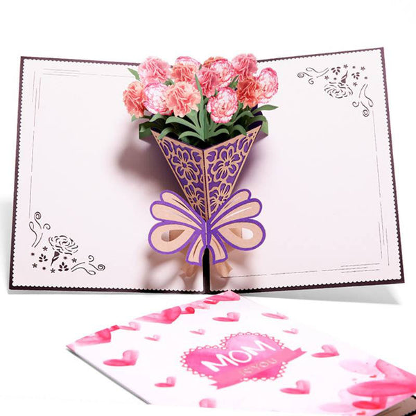Birthday Card for Mom - Mothers Day Card - 3D  Flower Pop Up Popup Card - Greeting Card - Flower Rose - Blank Inside For Writing Own Message