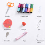 Black Mini Travel Professional Sewing Kit Scissor Thread Needle Measure Tape Storage Box - Portable Set for Hand Quilting Embroidery Sewing