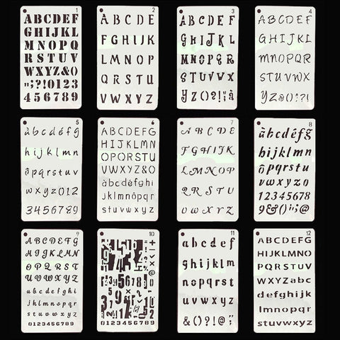 12 Piece Bullet Journal Stencil,Letter Stencil Set,Number Stencil Plastic,Alphabet Stencil,Bullet Journal, Letters, Calligraphy, Handwriting