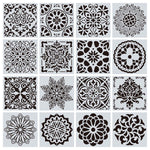 แม่แบบลายฉลุศิลปะมณฑล 16 ชิ้น - แม่แบบวาดผนังมณฑลสำหรับระบายสี DIY แม่แบบตกแต่งบ้าน
