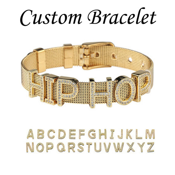Custom Letter Bracelet - Comes in Gold Silver Black and Rose Gold