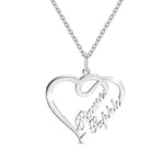 Couples Personalized Heart Name Necklace - Anniversary Wedding Gift - Present For Wife Girlfriend - Friendship Love Necklace