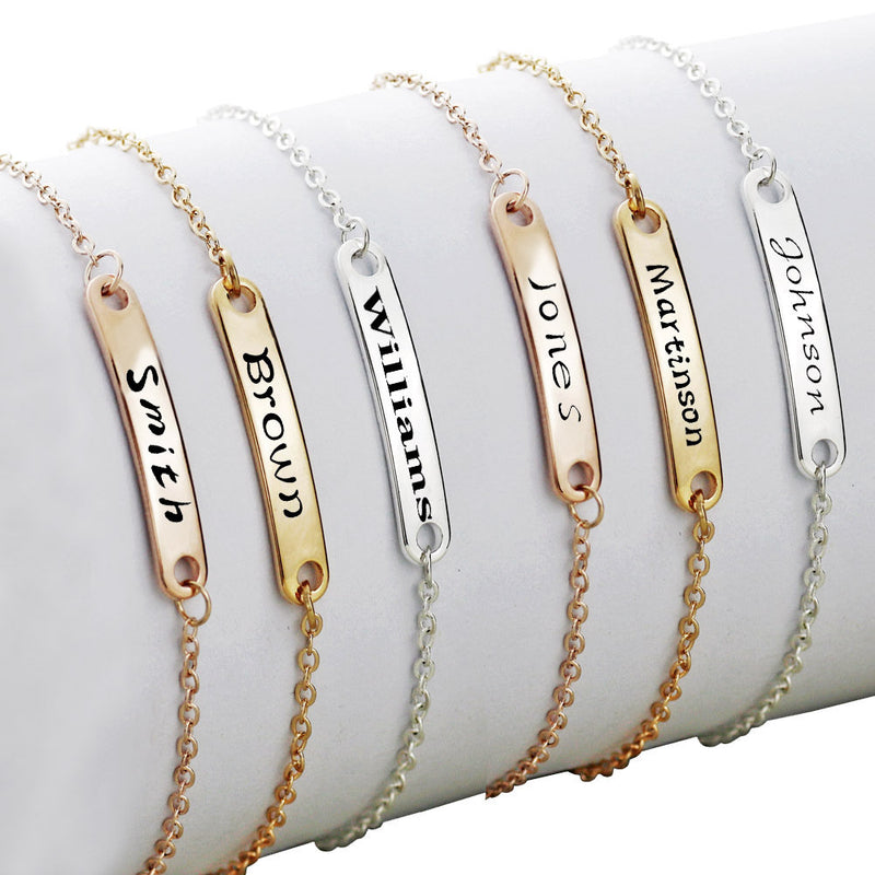 Custom Name Bracelet For Adults and Kids - Comes in Gold Silver and Rose Gold - Bar Bracelet Monogram Initial Bracelet Friendship Bracelet