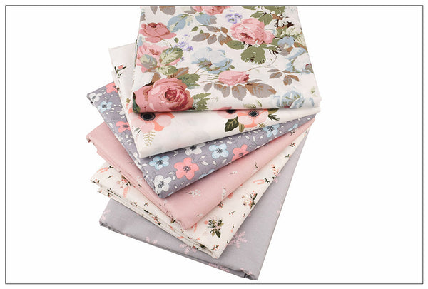 Flower Quilting Fabric Set of 6 Designs - New Floral Series Twill Cotton Fabric - Patchwork Cloth - Sewing Quilting Material
