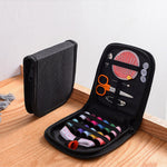 Black Mini Travel Professional Sewing Kit Scissor Thread Needle Measure Tape Storage Box - Portable Set for Hand Quilting Embroidery Sewing