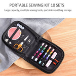 Black Mini Travel Professional Sewing Kit Scissor Thread Needle Measure Tape Storage Box - Portable Set for Hand Quilting Embroidery Sewing