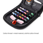 Black Mini Travel Professional Sewing Kit Scissor Thread Needle Measure Tape Storage Box - Portable Set for Hand Quilting Embroidery Sewing