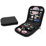 Black Mini Travel Professional Sewing Kit Scissor Thread Needle Measure Tape Storage Box - Portable Set for Hand Quilting Embroidery Sewing