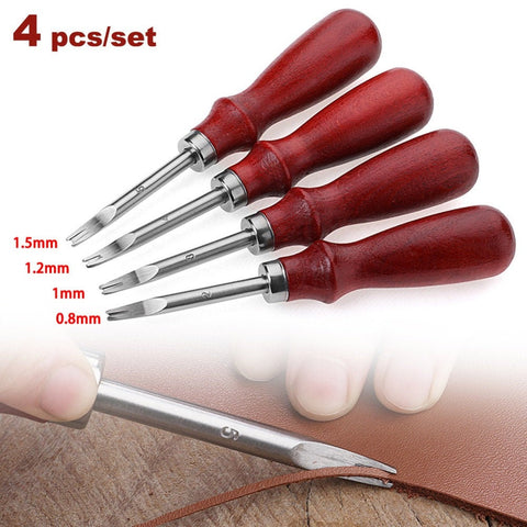 Leather Edge Beveller Leathercraft Edge Tool - 4 Piece Set  Craft Leather Edge Cutter Skiving Tool 0.8/1/1.2/1.5mm
