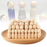 50 pcs Natural Unfinished Blank Wooden Peg Doll Bodies -Solid Wood People Shapes - Waldorf DIY Wood Craft-Paint Your Own Wooden Peg People