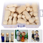 50 pcs Natural Unfinished Blank Wooden Peg Doll Bodies -Solid Wood People Shapes - Waldorf DIY Wood Craft-Paint Your Own Wooden Peg People
