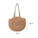 Straw Beach Tote Bag with Handles Shoulder Bag | Vegan Handwoven Moroccan Style Straw Summer Vacation Hand Bag - Wicker Resort Wear Purse