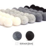 ลูกบอลผ้าสักหลาดขนาด 1.5 ซม.: สีดำ ขาว เทา, ลูกบอลผ้าสักหลาด, ชุดทำพวงมาลัย DIY, ลูกบอลผ้าสักหลาด, ลูกบอลปอมปอมทำมือ, ลูกบอลผ้าสักหลาดสั่งทำ