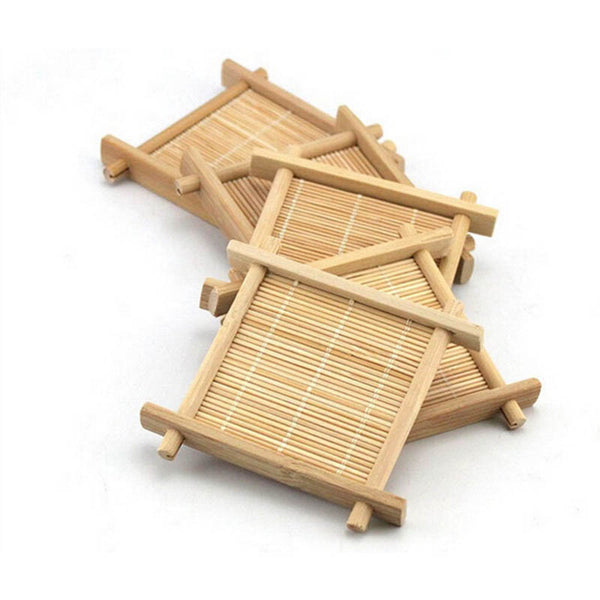 4 Pieces Bamboo Wooden Coaster, Natural Cup Mat , Kids Arts and Crafts, For Tea and Other Drinks, STEAM, Scrabble Tiles, DIY Crafts