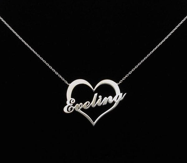 Personalized Heart Name Necklace - Anniversary Wedding Gift - Present For Wife Girlfriend - Friendship Love Necklace