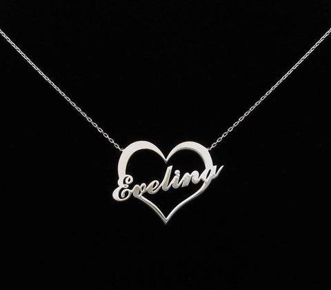 Personalized Heart Name Necklace - Anniversary Wedding Gift - Present For Wife Girlfriend - Friendship Love Necklace