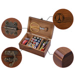 Sewing Kit Box Basket, Wooden Hand Home Sewing Repair Tool Kit, Universal Sew Kit Accessories for Women, Men, Adults, Girls Vintage