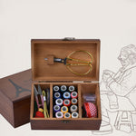Sewing Kit Box Basket, Wooden Hand Home Sewing Repair Tool Kit, Universal Sew Kit Accessories for Women, Men, Adults, Girls Vintage