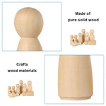 50 pcs Natural Unfinished Blank Wooden Peg Doll Bodies -Solid Wood People Shapes - Waldorf DIY Wood Craft-Paint Your Own Wooden Peg People