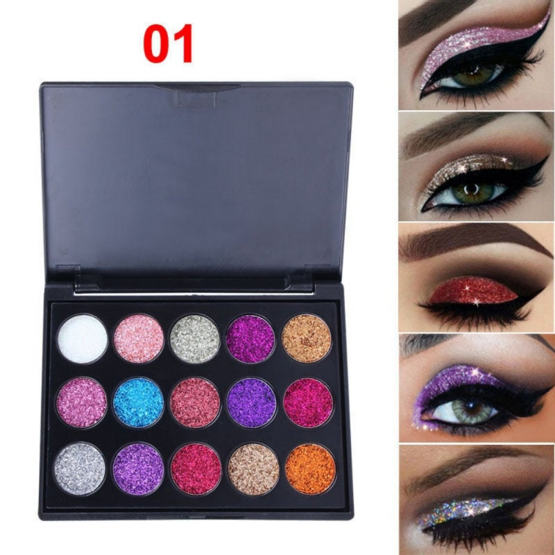 อายแชโดว์กลิตเตอร์ - กลิตเตอร์เครื่องสำอาง 15 กระปุก สำหรับใบหน้า ร่างกาย ผม รอยแยก เล็บ ตา ยูนิคอร์น