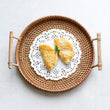 Rattan Tray | Round Rattan Tray | Rattan Serving Tray with Handles | Handwoven Breakfast Tray | Breakfast Table Tray | Bowl Tray | Straw Tray
