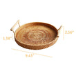 Rattan Tray | Round Rattan Tray | Rattan Serving Tray with Handles | Handwoven Breakfast Tray | Breakfast Table Tray | Bowl Tray | Straw Tray