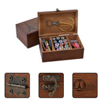 Sewing Kit Box Basket, Wooden Hand Home Sewing Repair Tool Kit, Universal Sew Kit Accessories for Women, Men, Adults, Girls Vintage