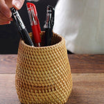 ถ้วยเก็บของหวายกลมถักมือ | ถ้วยเก็บของหวาย | ที่ใส่ปากกา | ที่ใส่อุปกรณ์ครัว | ตกแต่งโต๊ะอาหาร | ออร์แกไนเซอร์โต๊ะทำงานทำมือ
