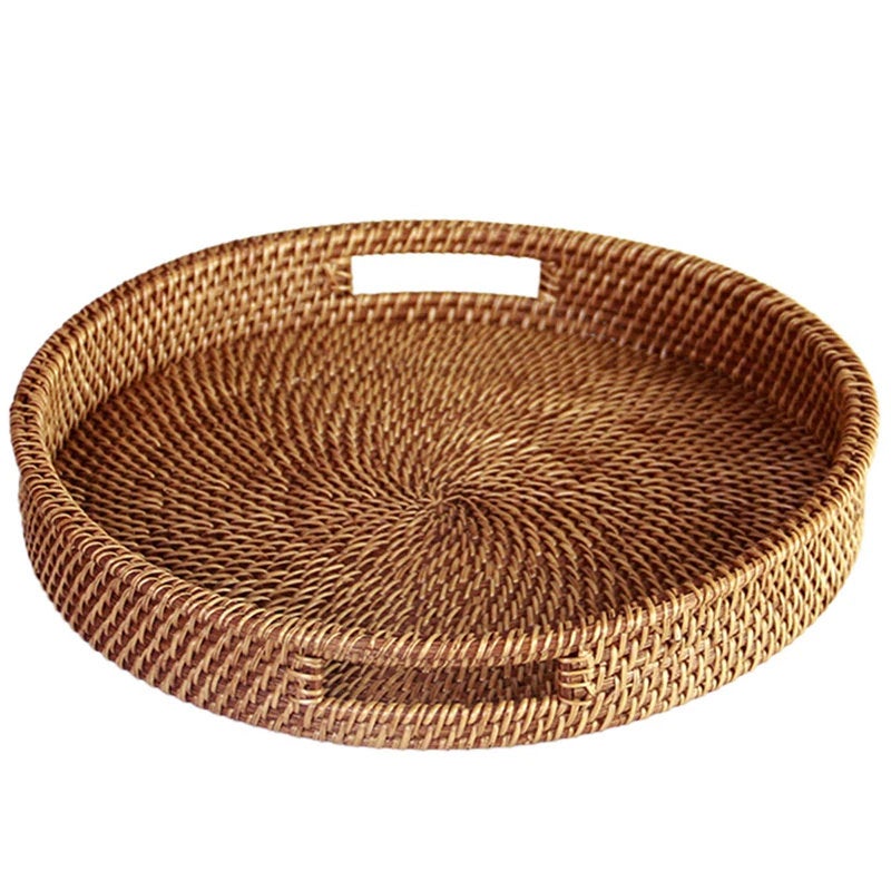 ถาดผลไม้หวายกลมทอมือ | ถาดอาหารเช้า | ถาดเก็บของหวาย | ของขวัญงานแต่ง | ถาดโต๊ะอาหารเช้า | ถาดใส่ชาม | ถาดฟาง